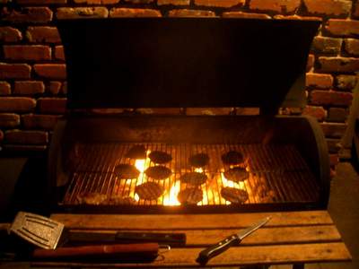 'flame-grilled burger'